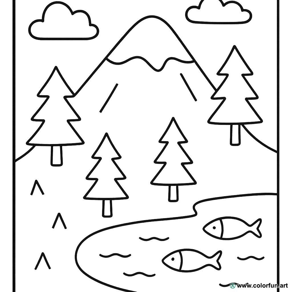 Ausmalbild Berg Zen