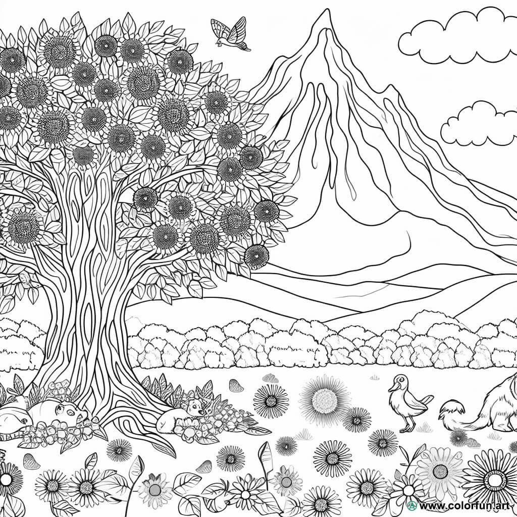Realistisches Landschafts-Ausmalbild