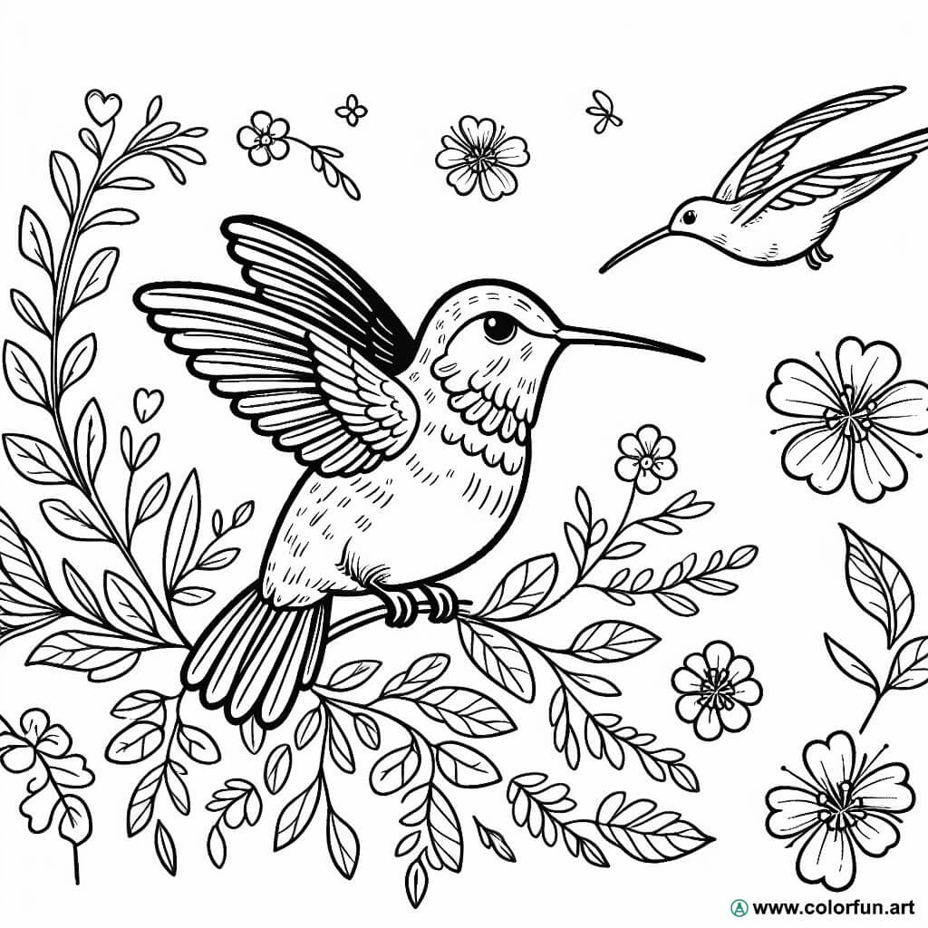 Ausmalbild Kolibri realistisch