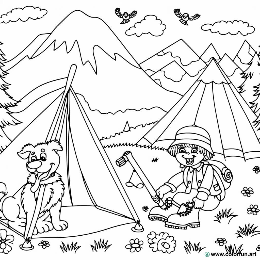 Ausmalbild Camping Berg