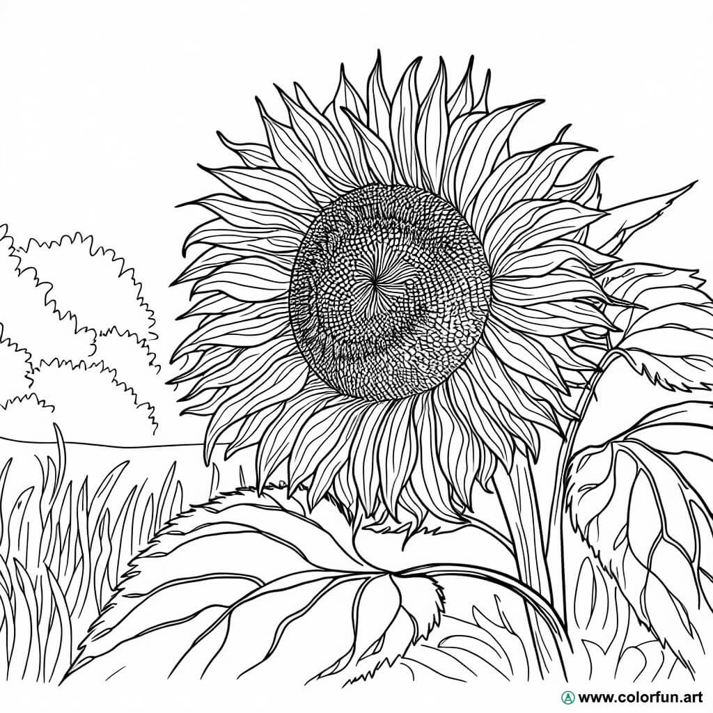 Ausmalbild Sonnenblume Vintage
