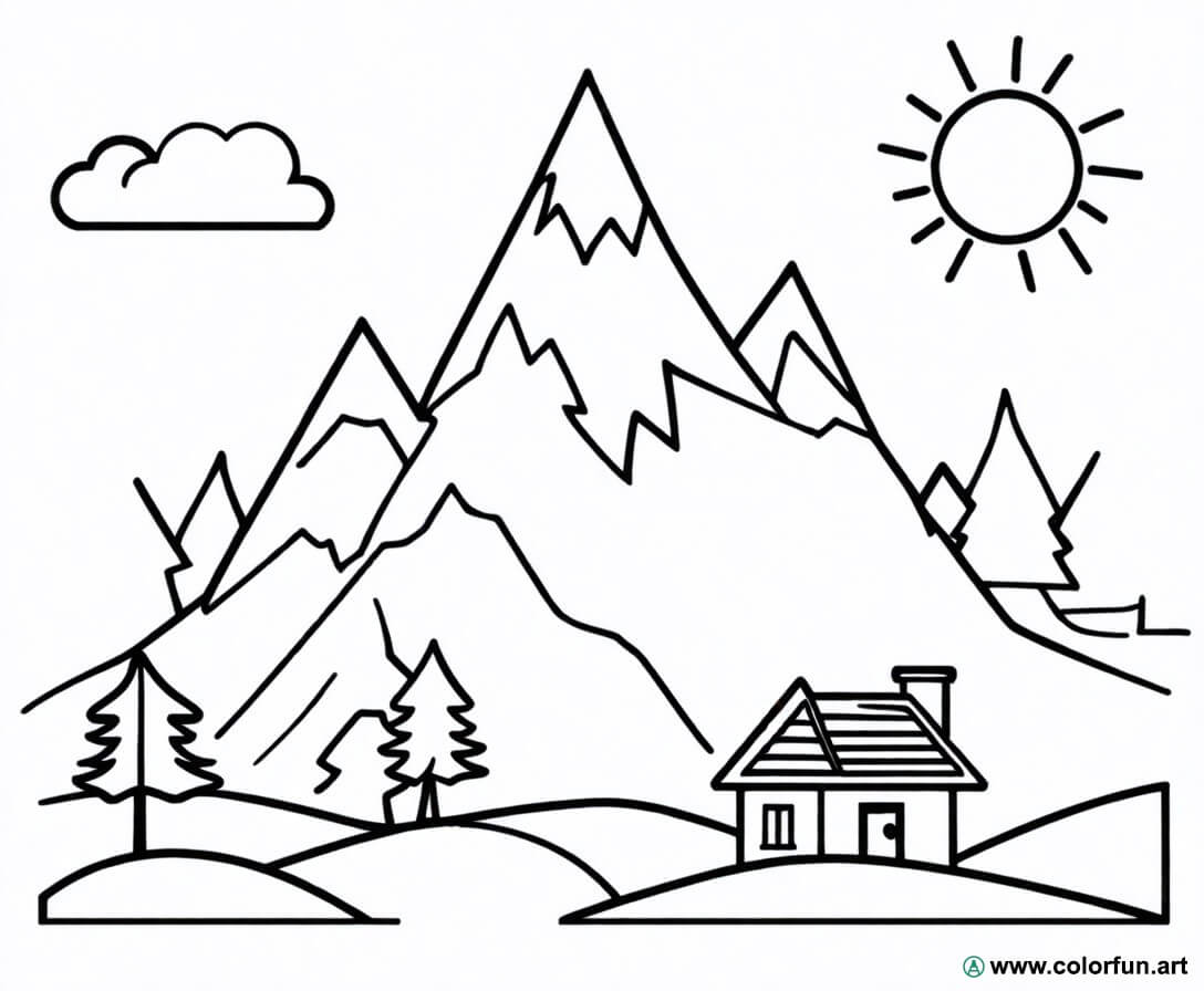 Ausmalbild einfache Berge