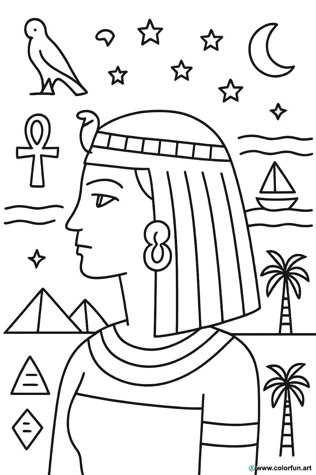 Ausmalbild Cleopatra Vintage-Stil