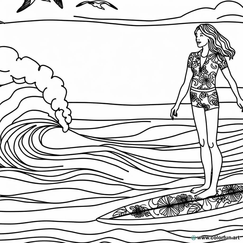 Ausmalbild Surf Vintage