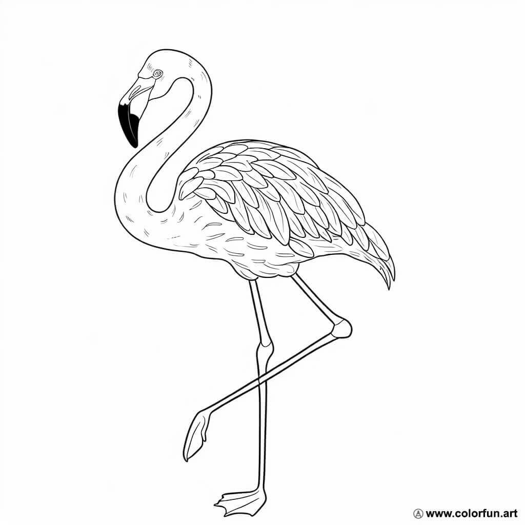 Ausmalbild Flamingo realistisch