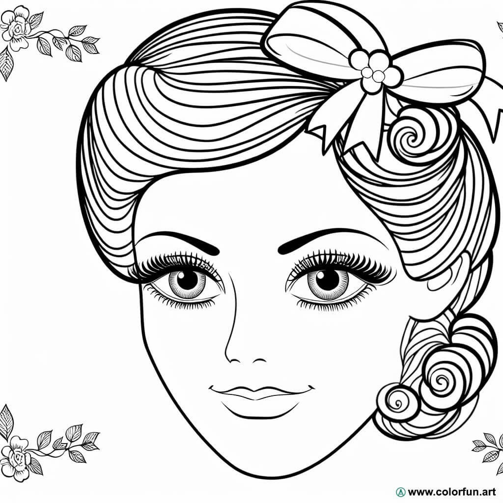 Ausmalbild Gesicht Frau Vintage