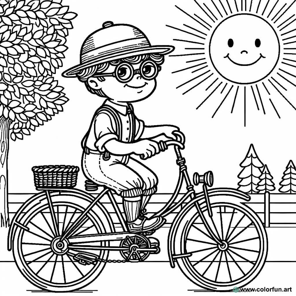 Ausmalbild Radfahrer Vintage