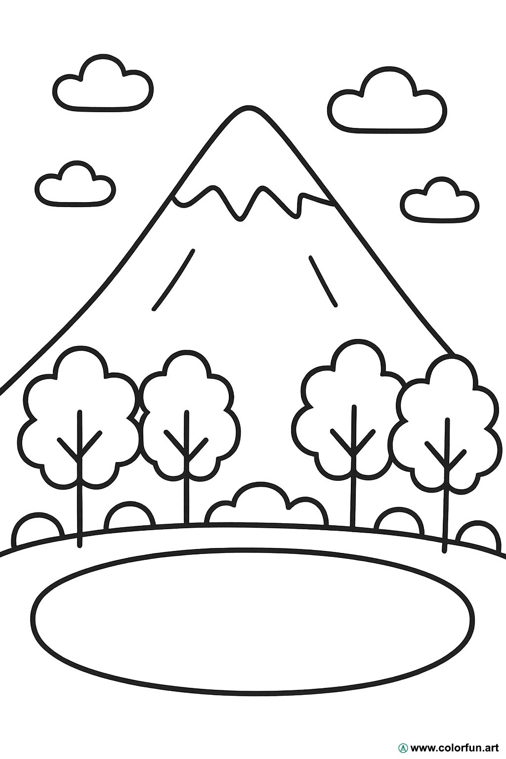 Ausmalbild Berg See