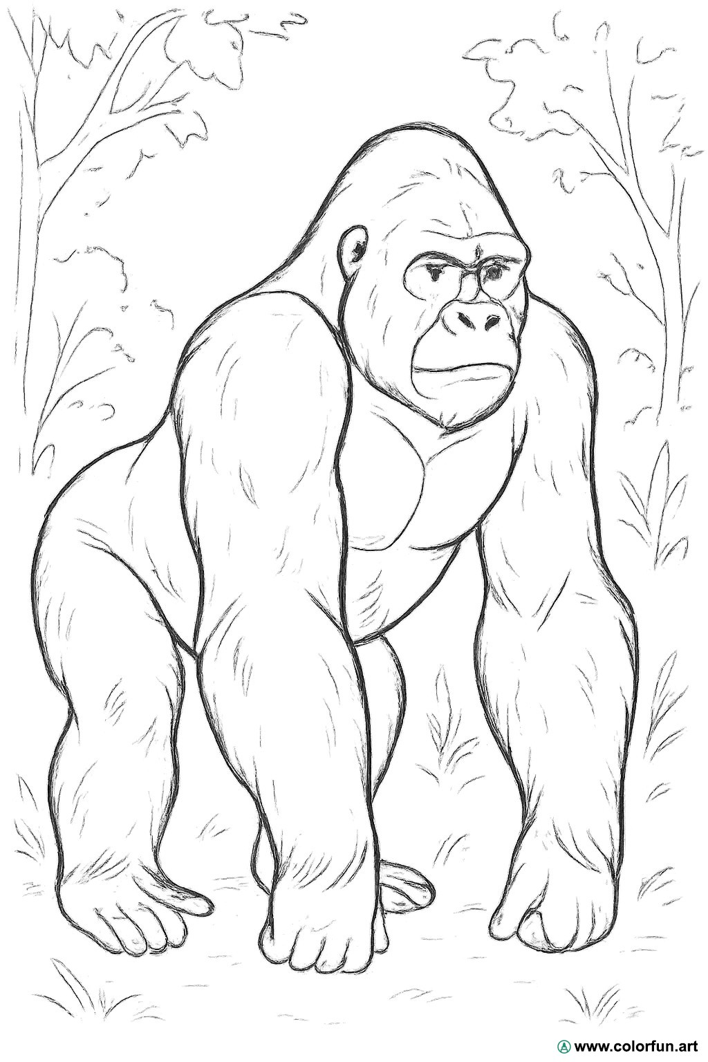 Ausmalbild realistischer Gorilla
