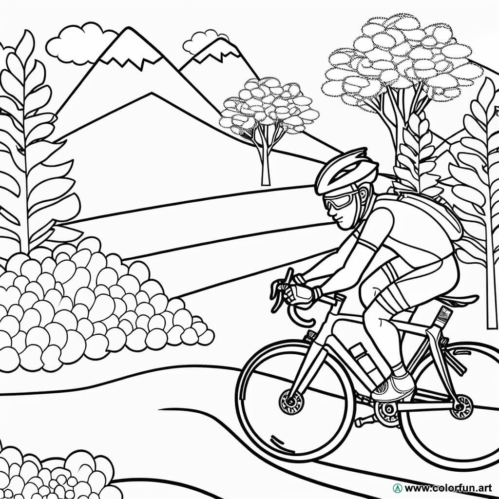 Ausmalbild Radfahrer Bergstraße