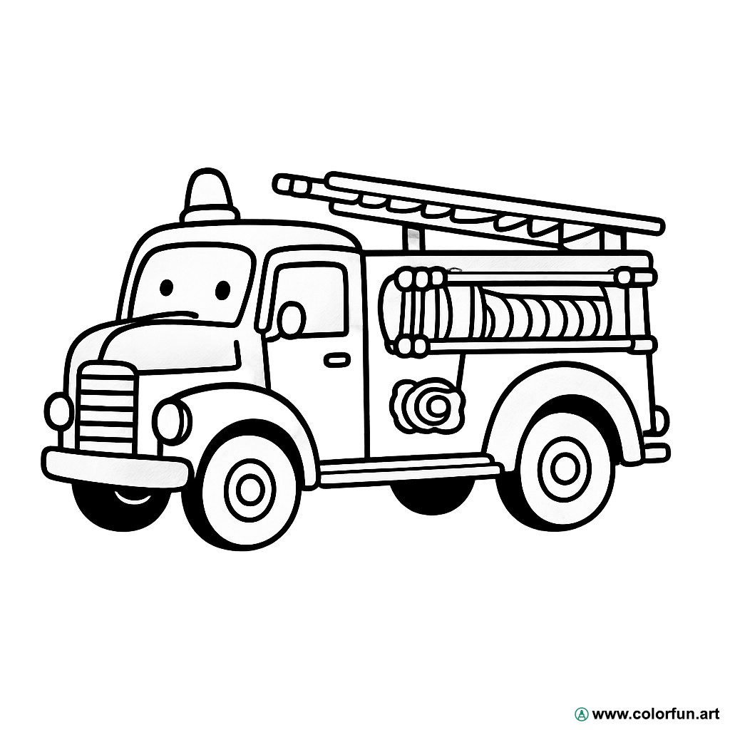 Ausmalbild Feuerwehrauto Vintage