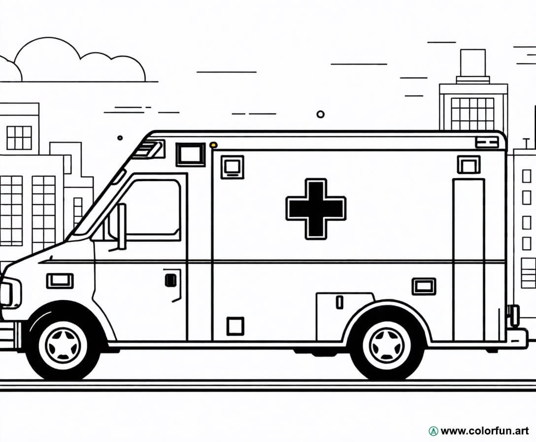 Ausmalbild realistische Ambulanz
