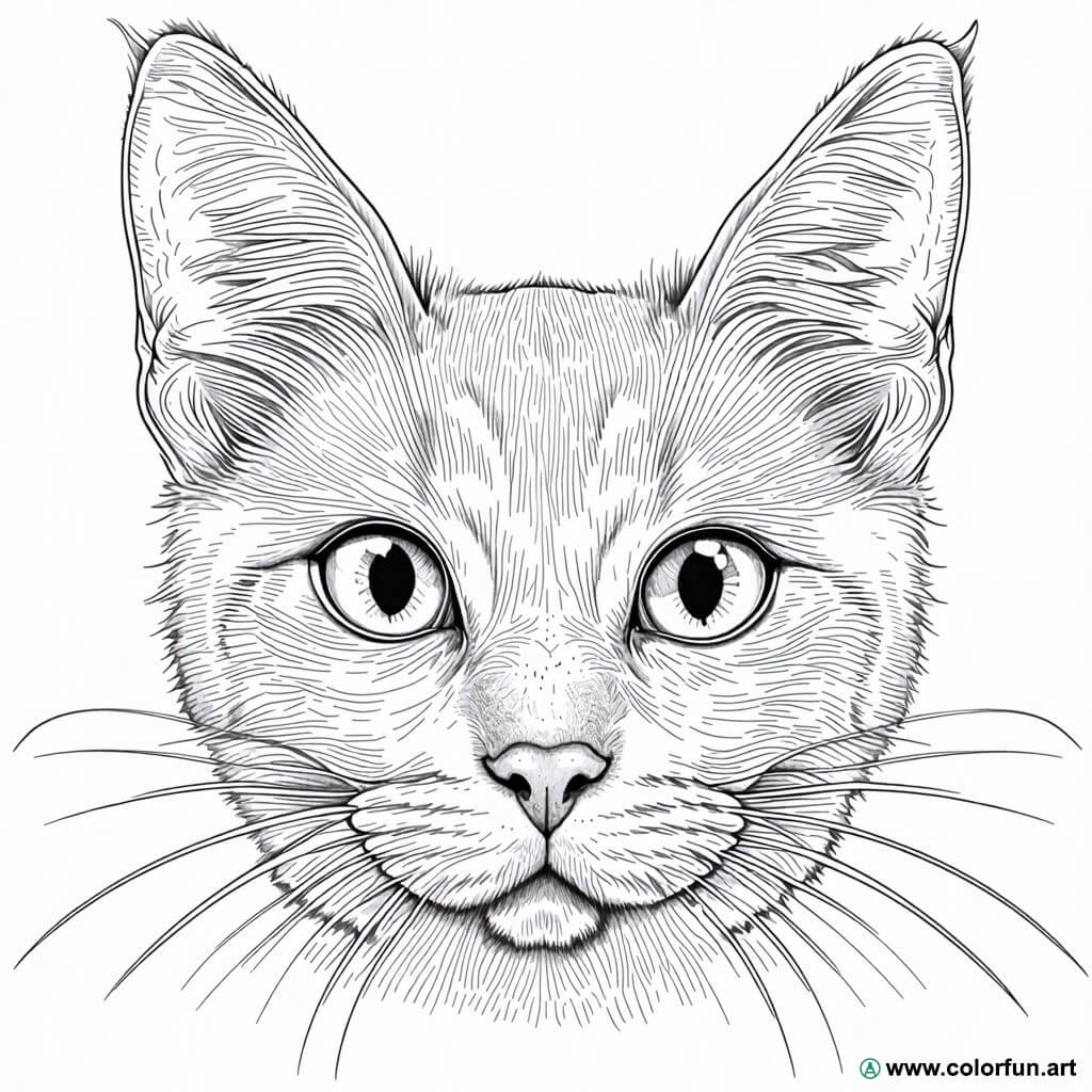 Ausmalbild realistische Katzenkopf
