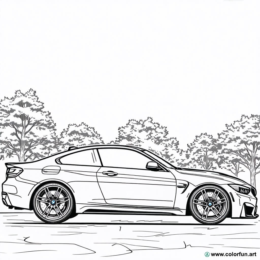 Ausmalbild der BMW M4 Kostenloser Download oder Ausdruck verfügbar.