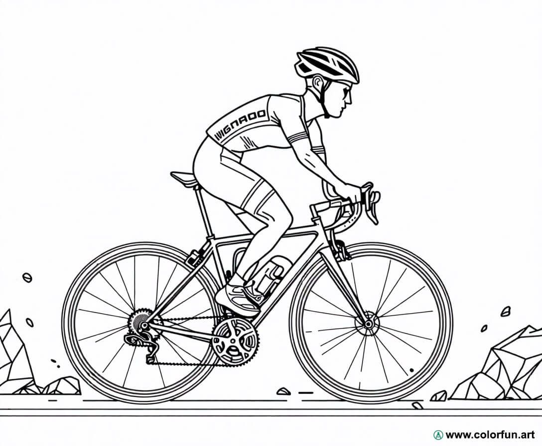 Ausmalbild Radfahrer mit Helm