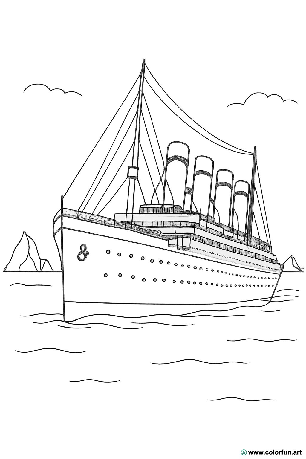 Ausmalbild Titanic realistisch