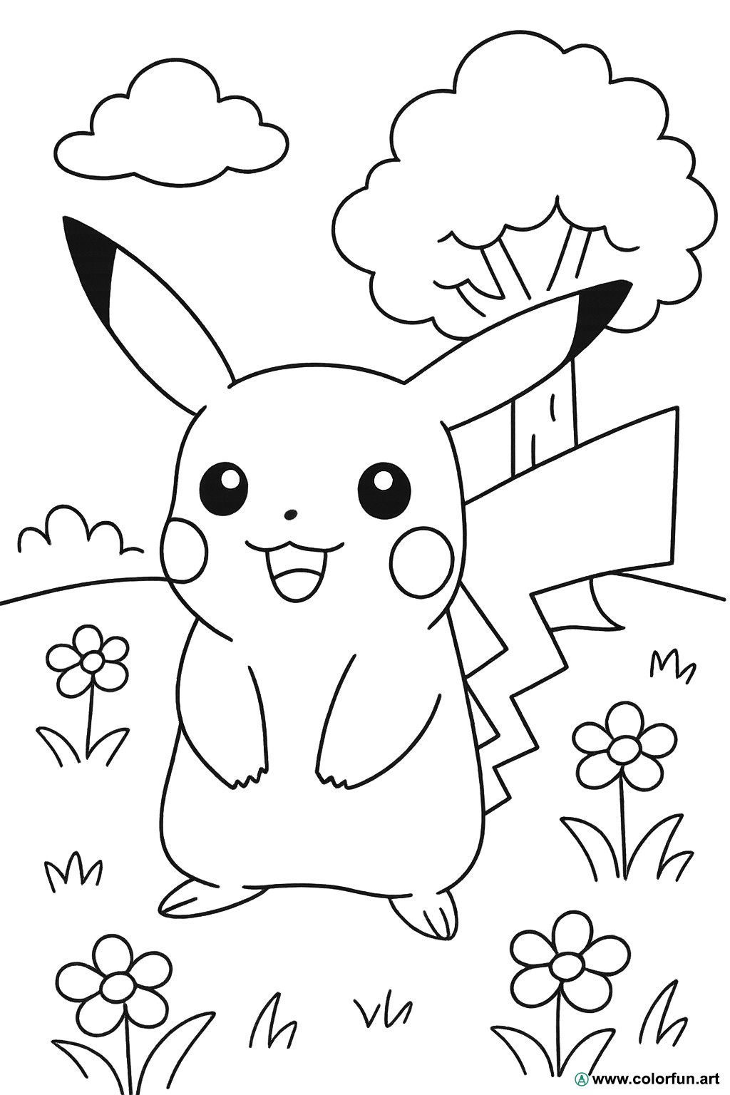realistisches Pikachu-Ausmalbild