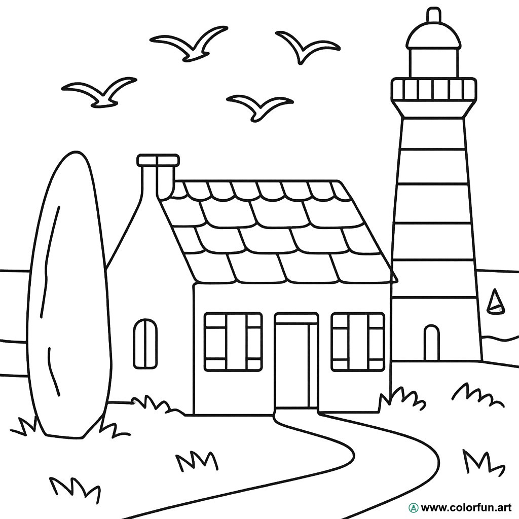 Ausmalbild Bretagne Landschaft