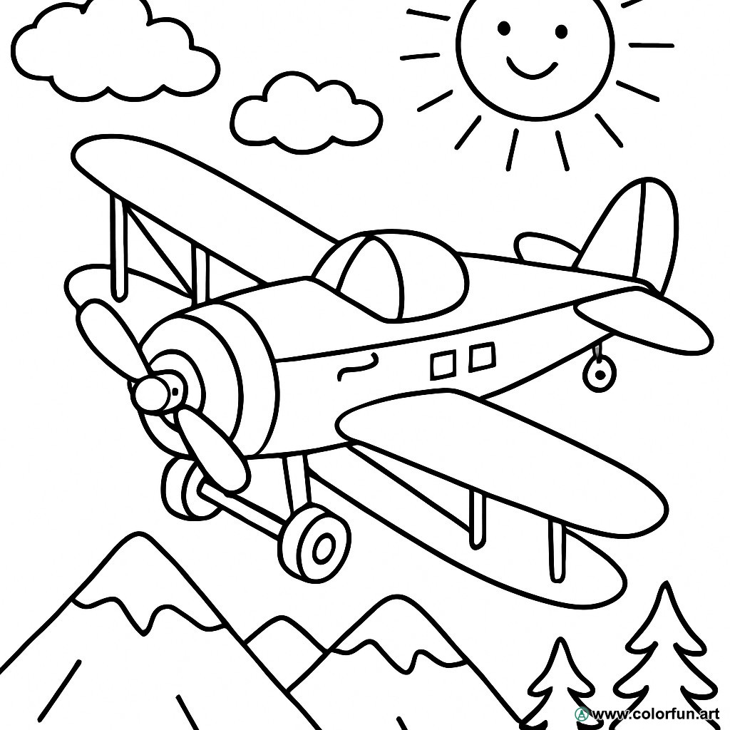 Ausmalbild Vintage-Flugzeug