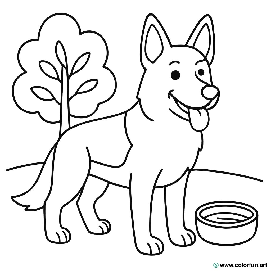 Ausmalbild realistischer Deutscher Schäferhund