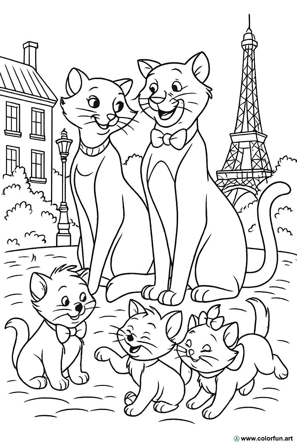 Ausmalbild Die Aristocats Disney Vintage