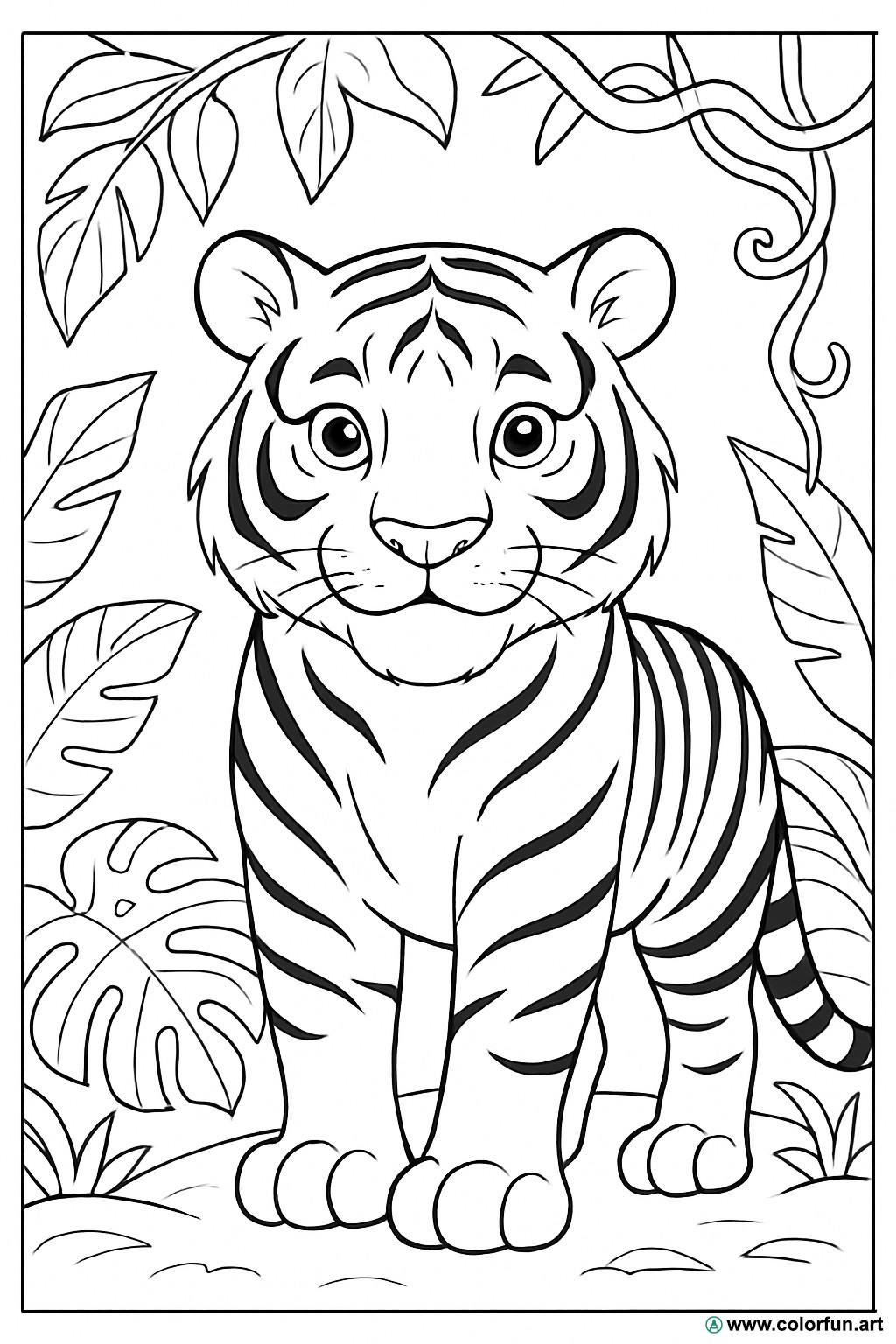 Ausmalbild realistischer Tiger
