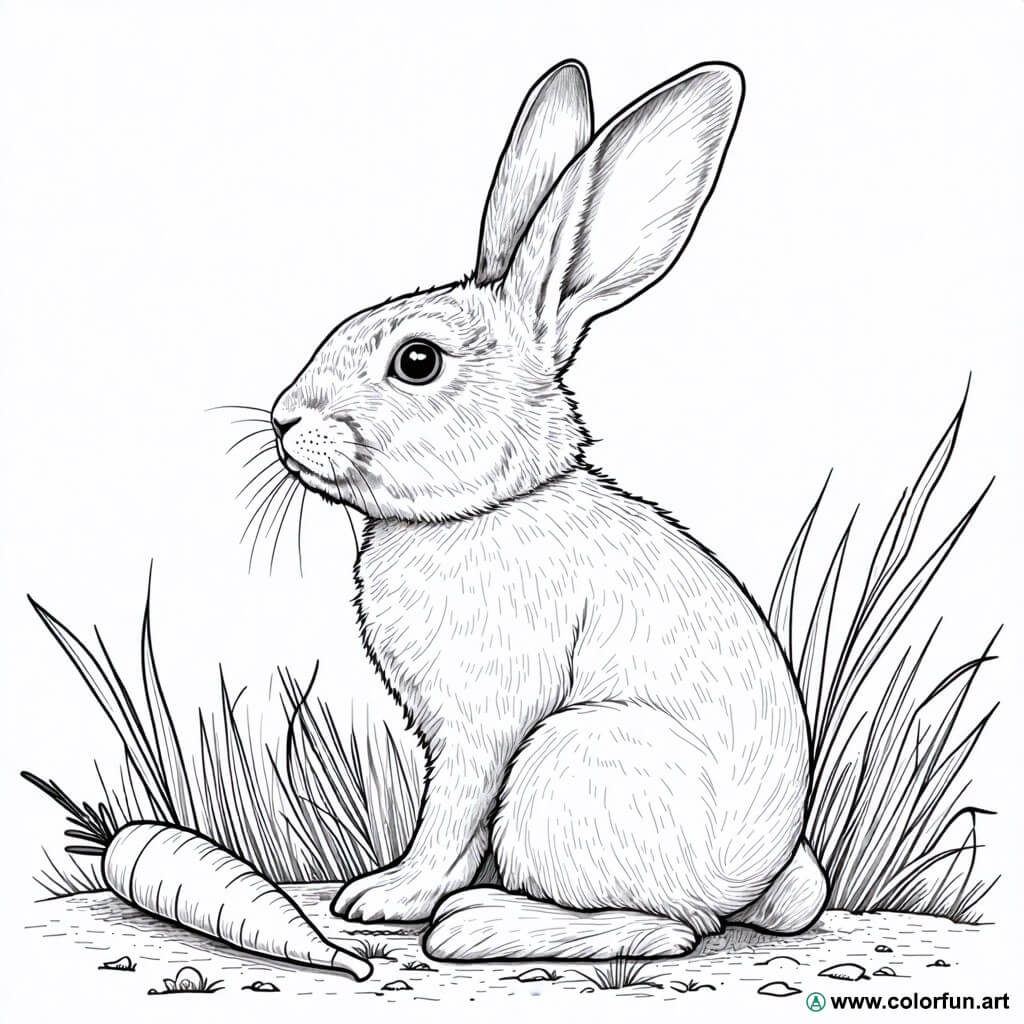 Ausmalbild realistisches Kaninchen