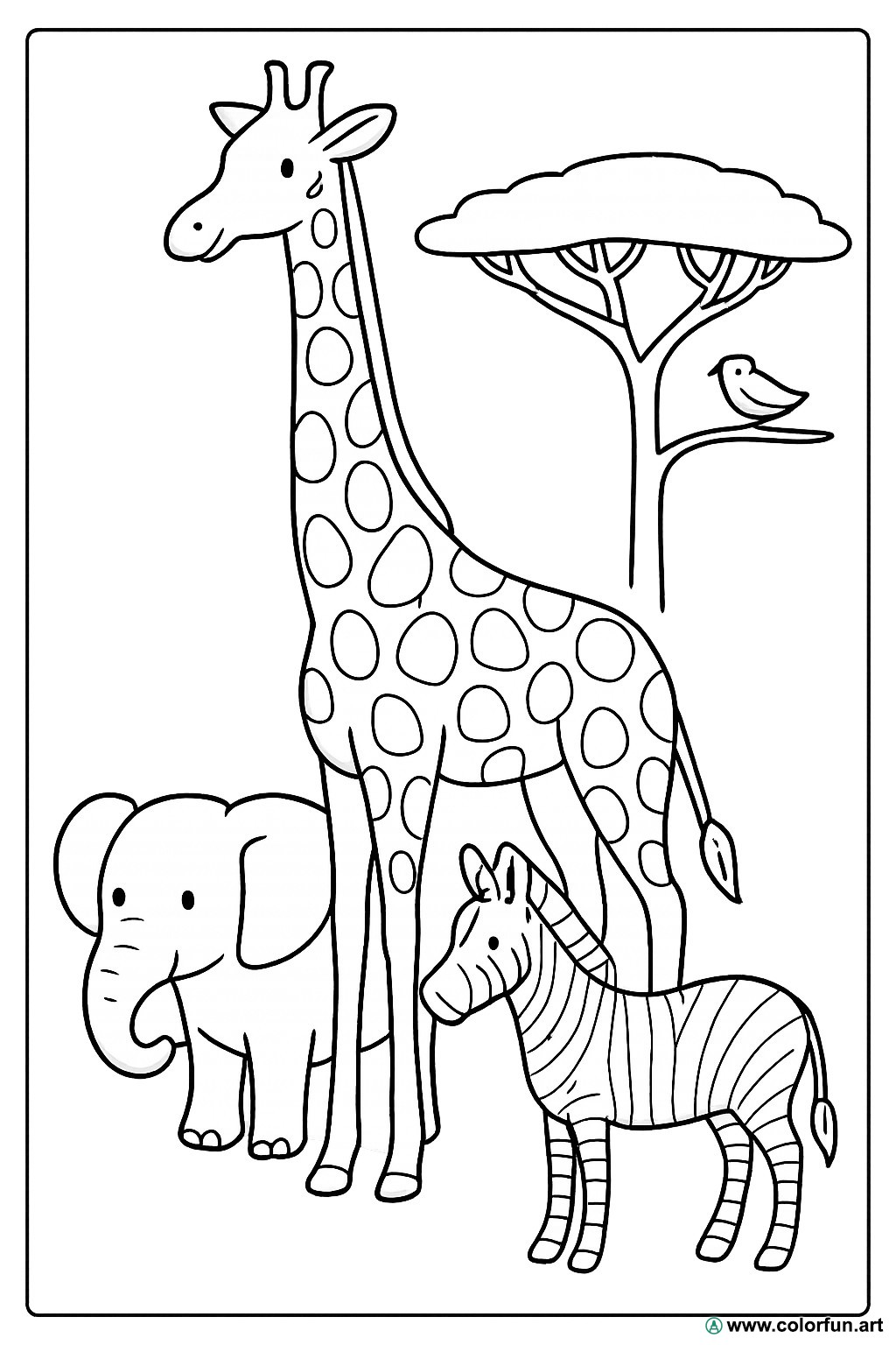 Ausmalbild realistische Savannen Tiere