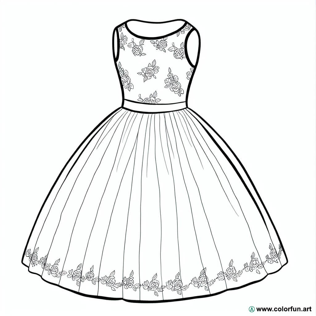 Ausmalbild Vintage-Kleid
