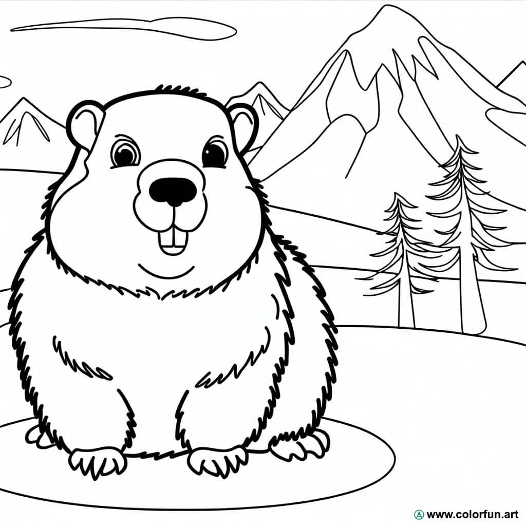 Ausmalbild Murmeltier Berg