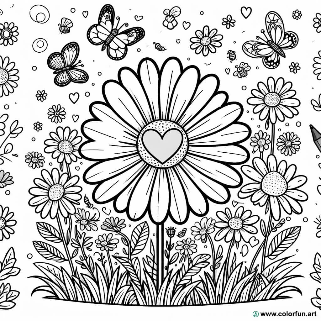 Ausmalbild Frühlingsblumen realistisch