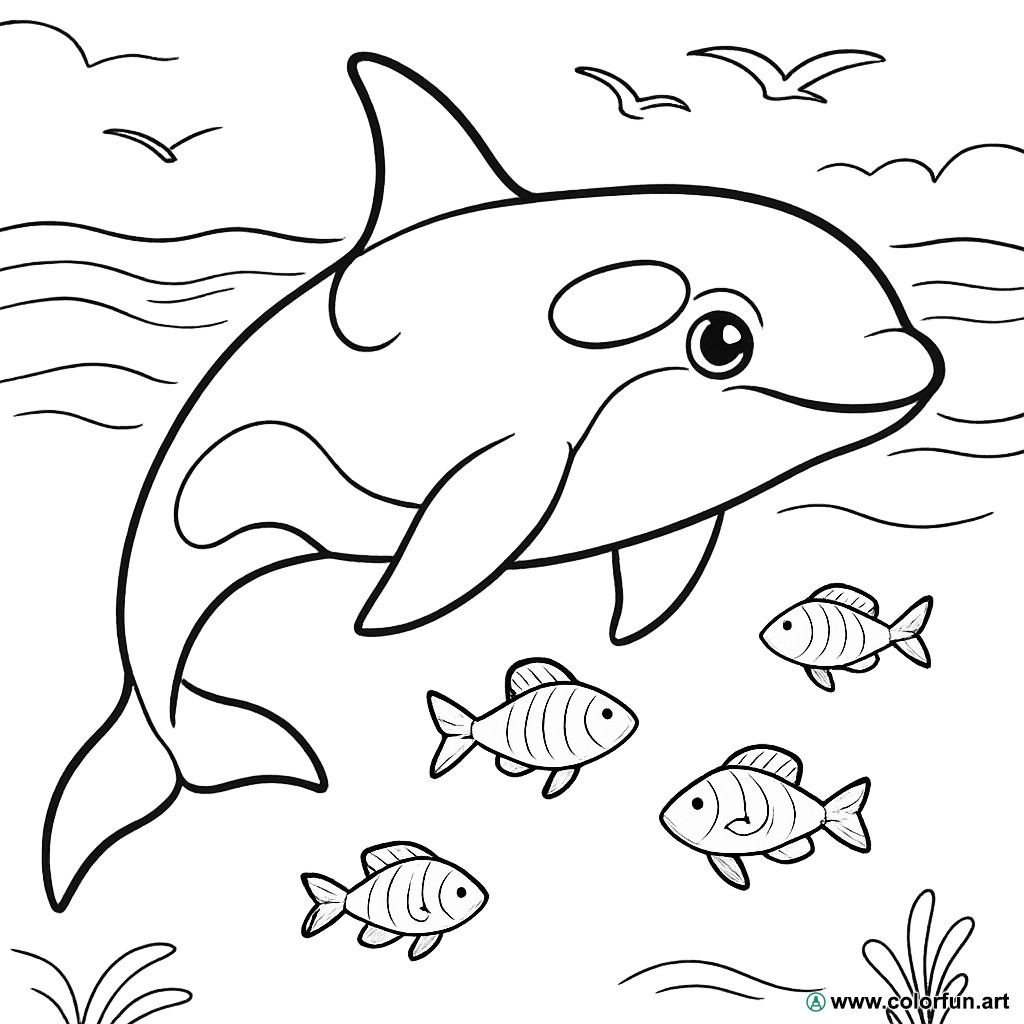 Ausmalbild realistischer Orca