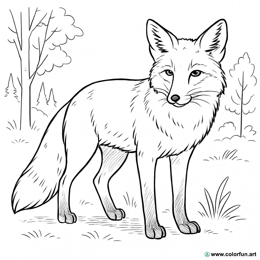Ausmalbild realistischer Fuchs