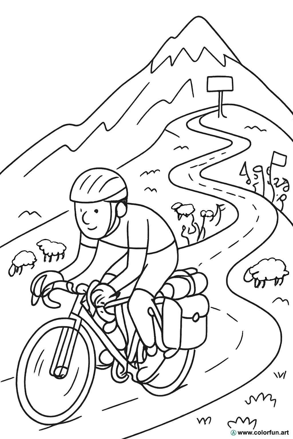 Ausmalbild Tour de France Berg