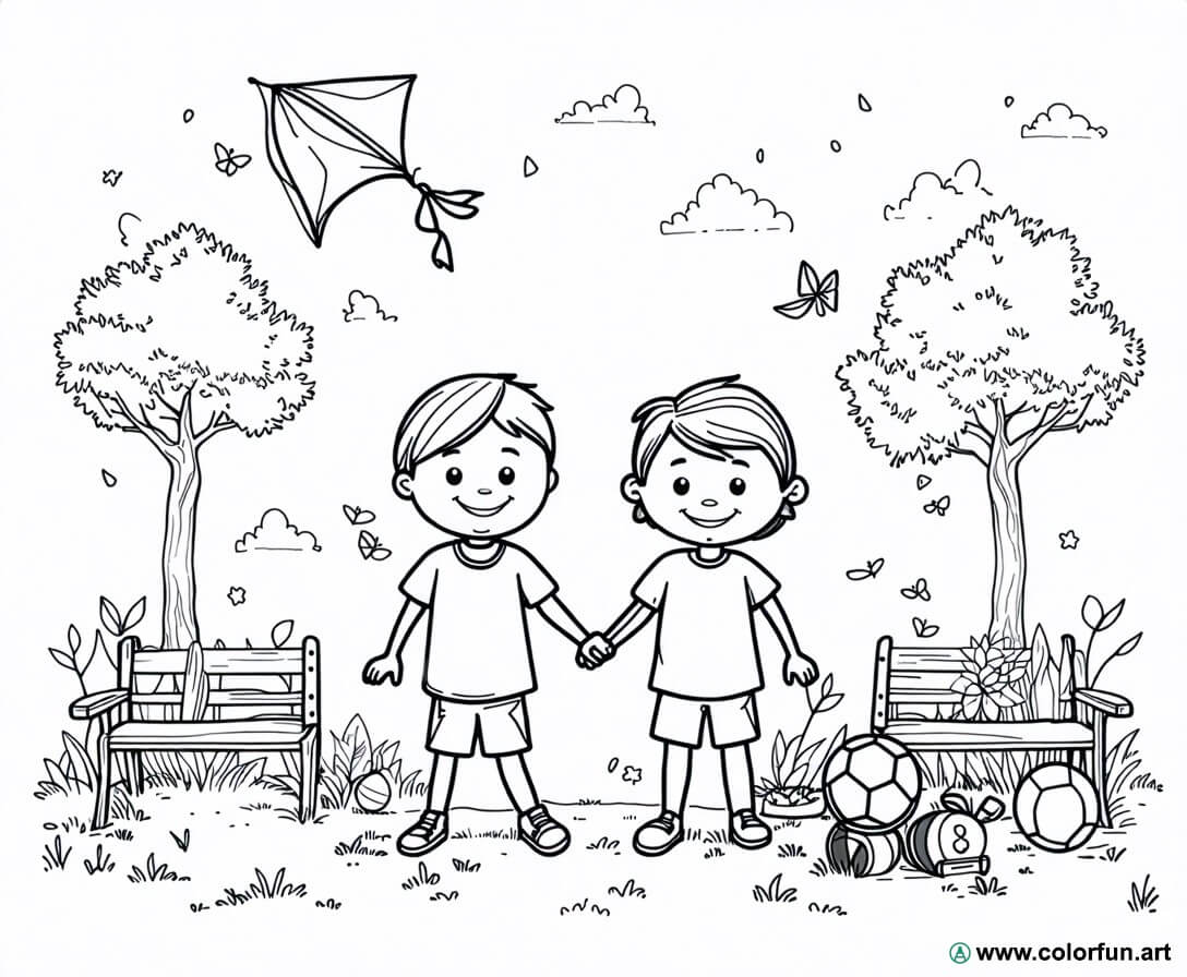 Ausmalbild Freundschaft und Teilen
