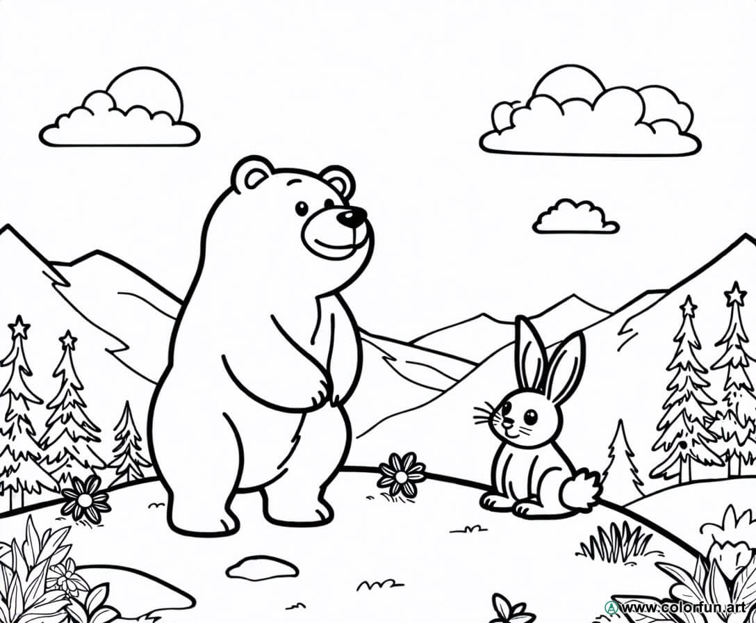 Ausmalbild Berge Tiere